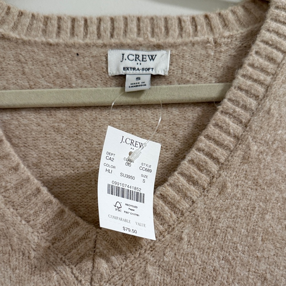 J. Crew Women's V-Neck Sweater Vest in Tan - Picture 2 of 2